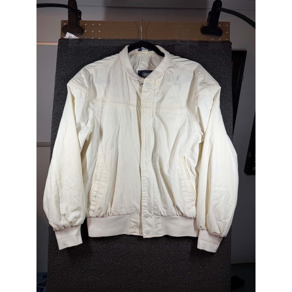 Knights Bridge Bomber Jacket Mens Small Cream Full Zip Lightweight Casual 424